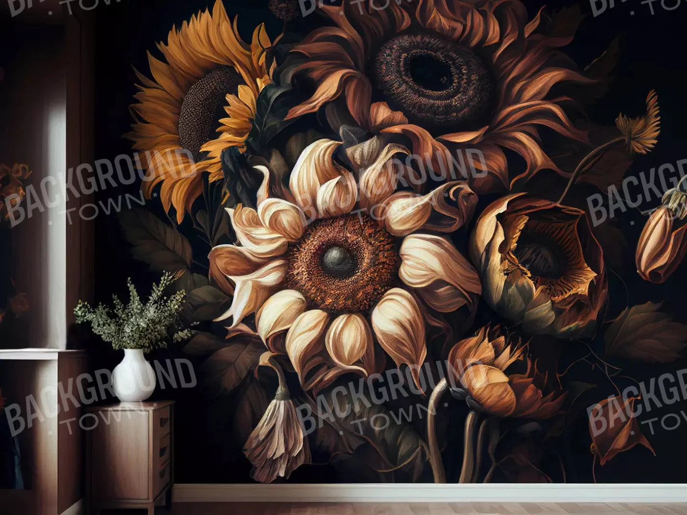 Sunflower Wall 10X8 Fleece ( 120 X 96 Inch ) Backdrop