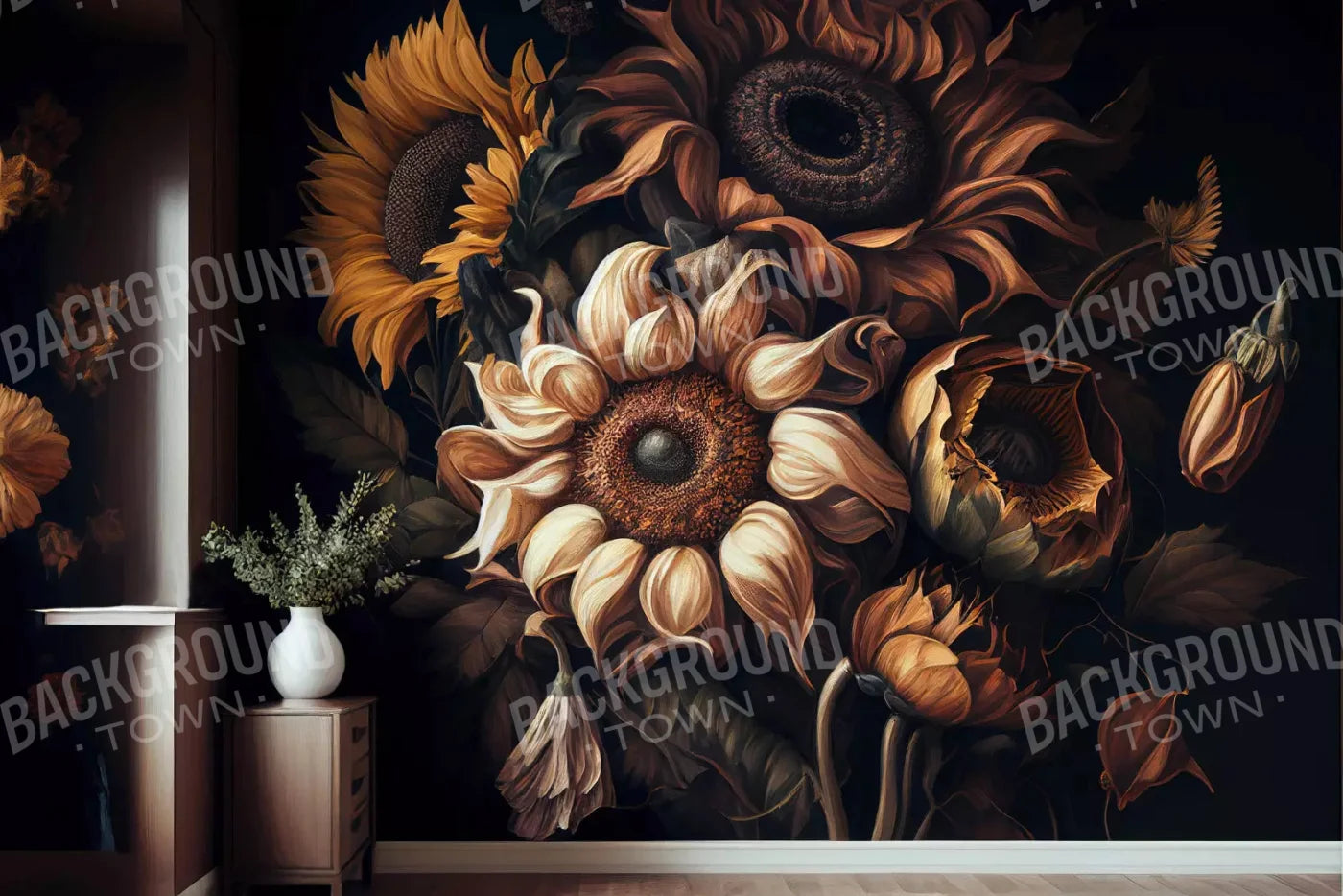 Sunflower Wall 8X5 Ultracloth ( 96 X 60 Inch ) Backdrop