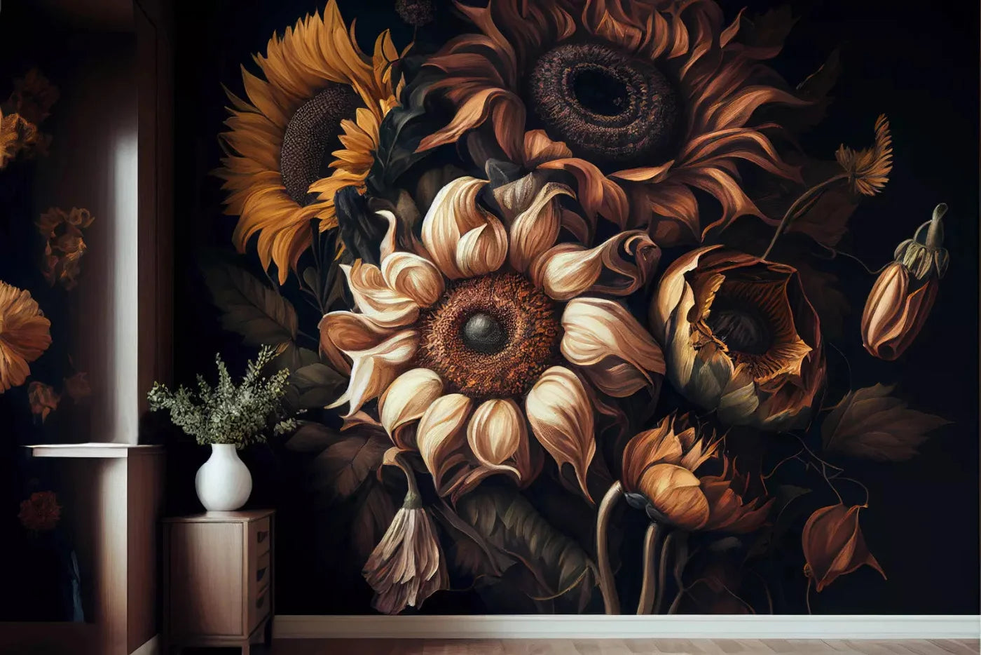 Sunflower Wall 8X5 Ultracloth ( 96 X 60 Inch ) Backdrop