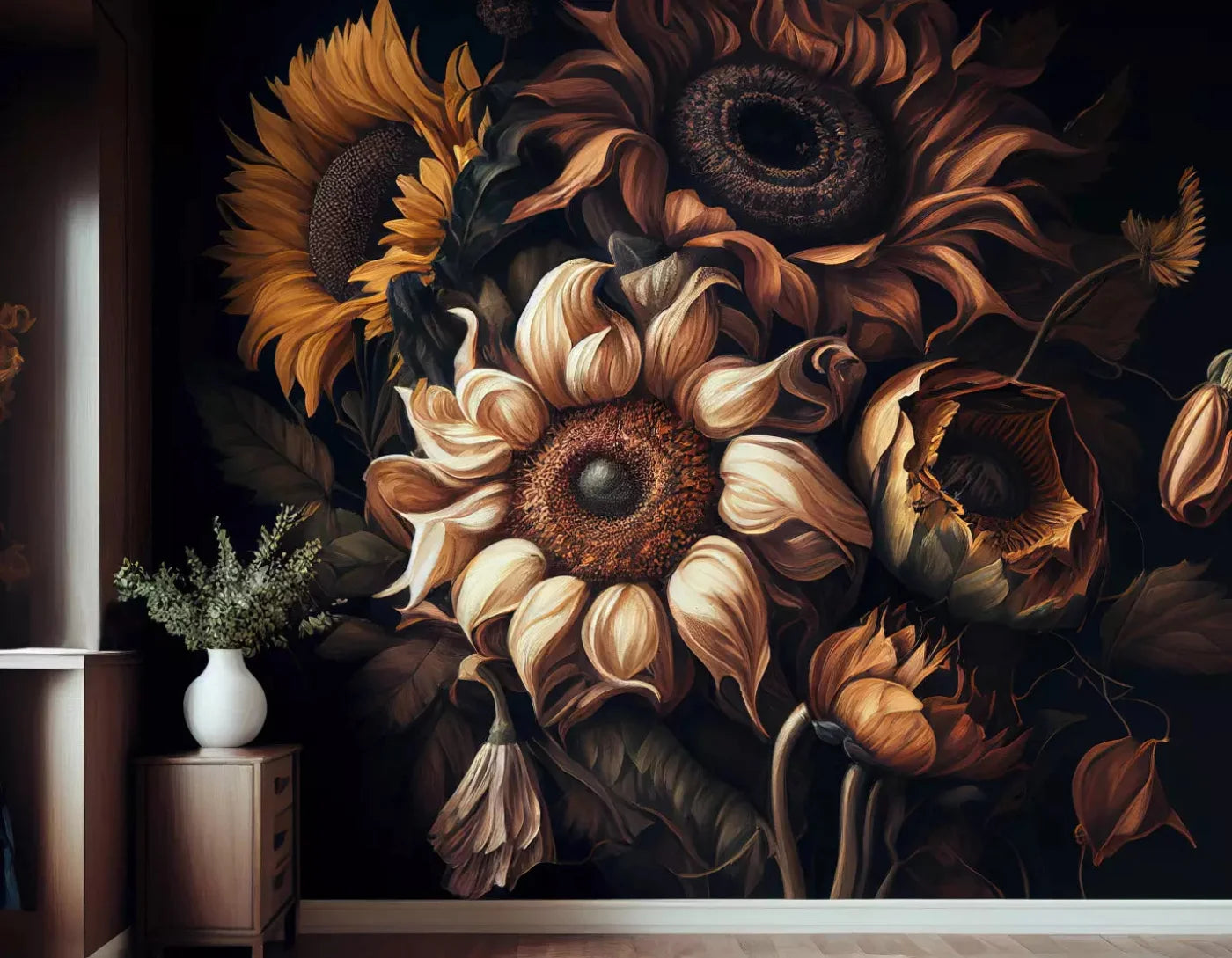 Sunflower Wall 8X6 Fleece ( 96 X 72 Inch ) Backdrop