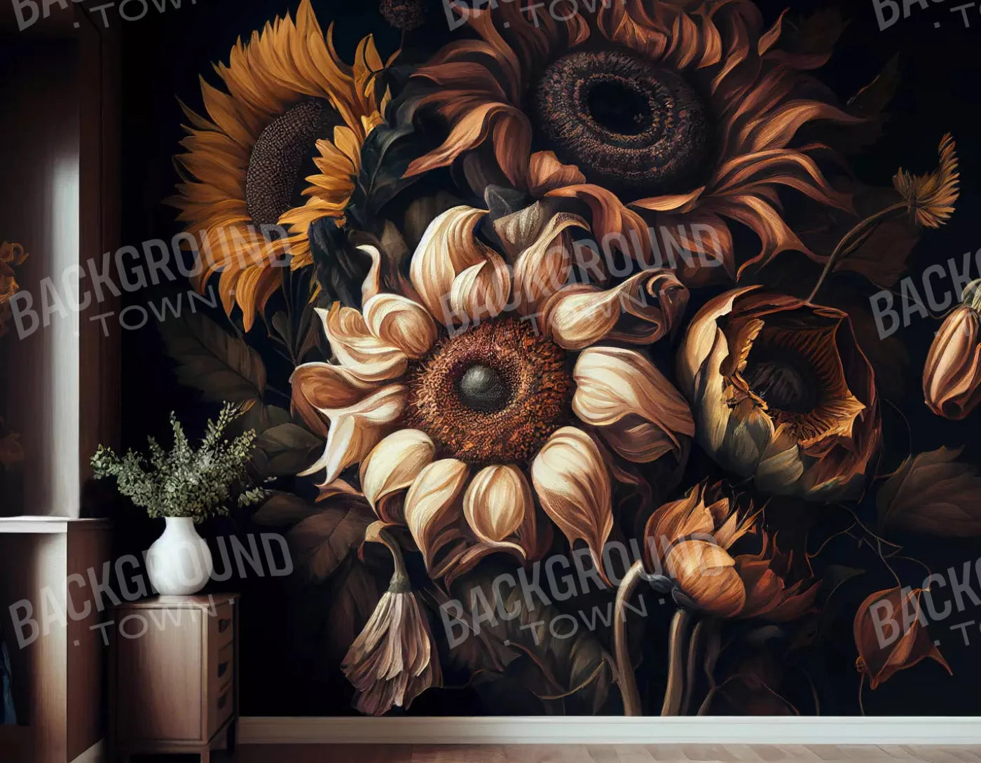 Sunflower Wall 8X6 Fleece ( 96 X 72 Inch ) Backdrop