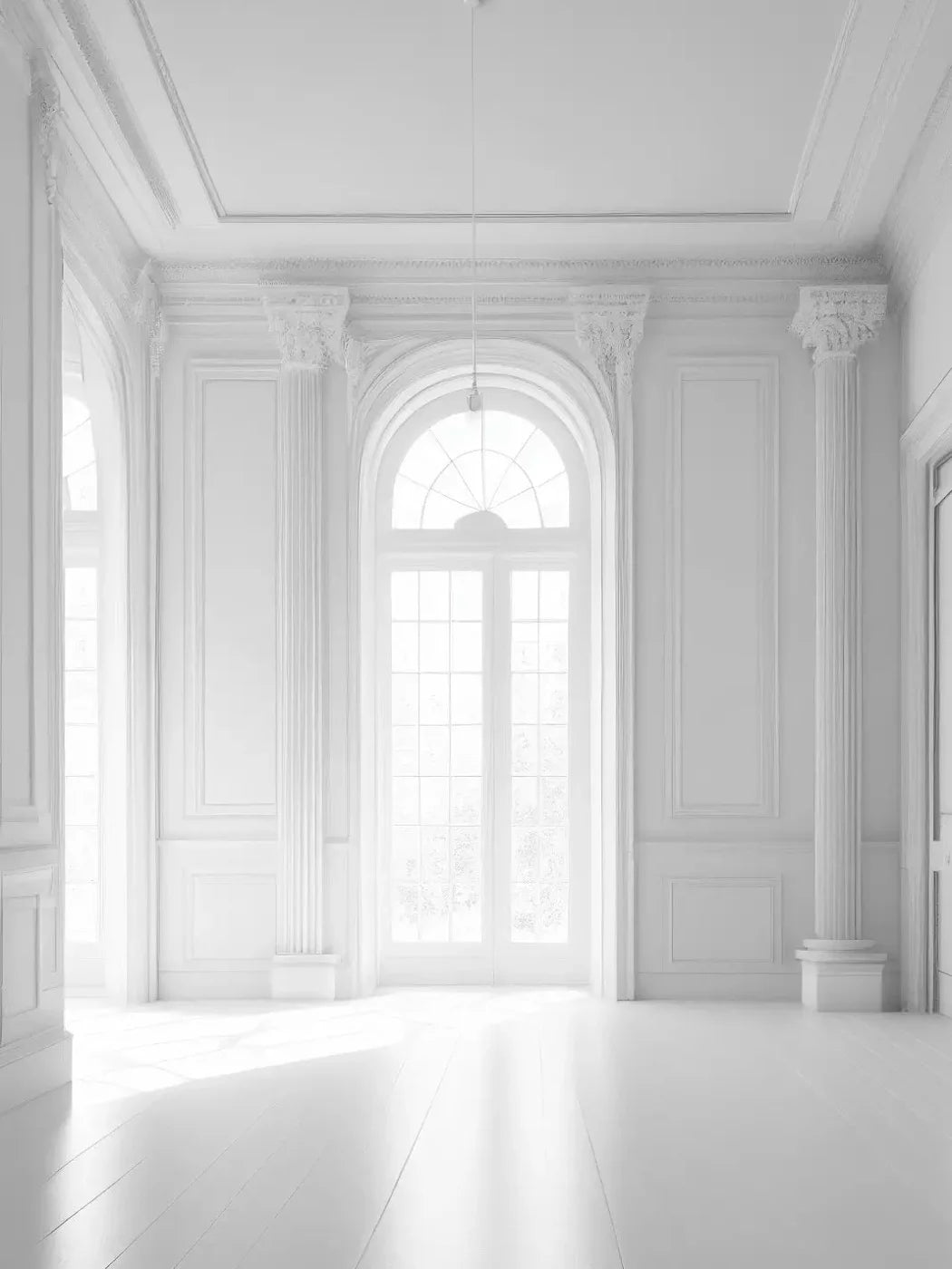Sunlit White Room 5X68 Fleece ( 60 X 80 Inch ) Backdrop