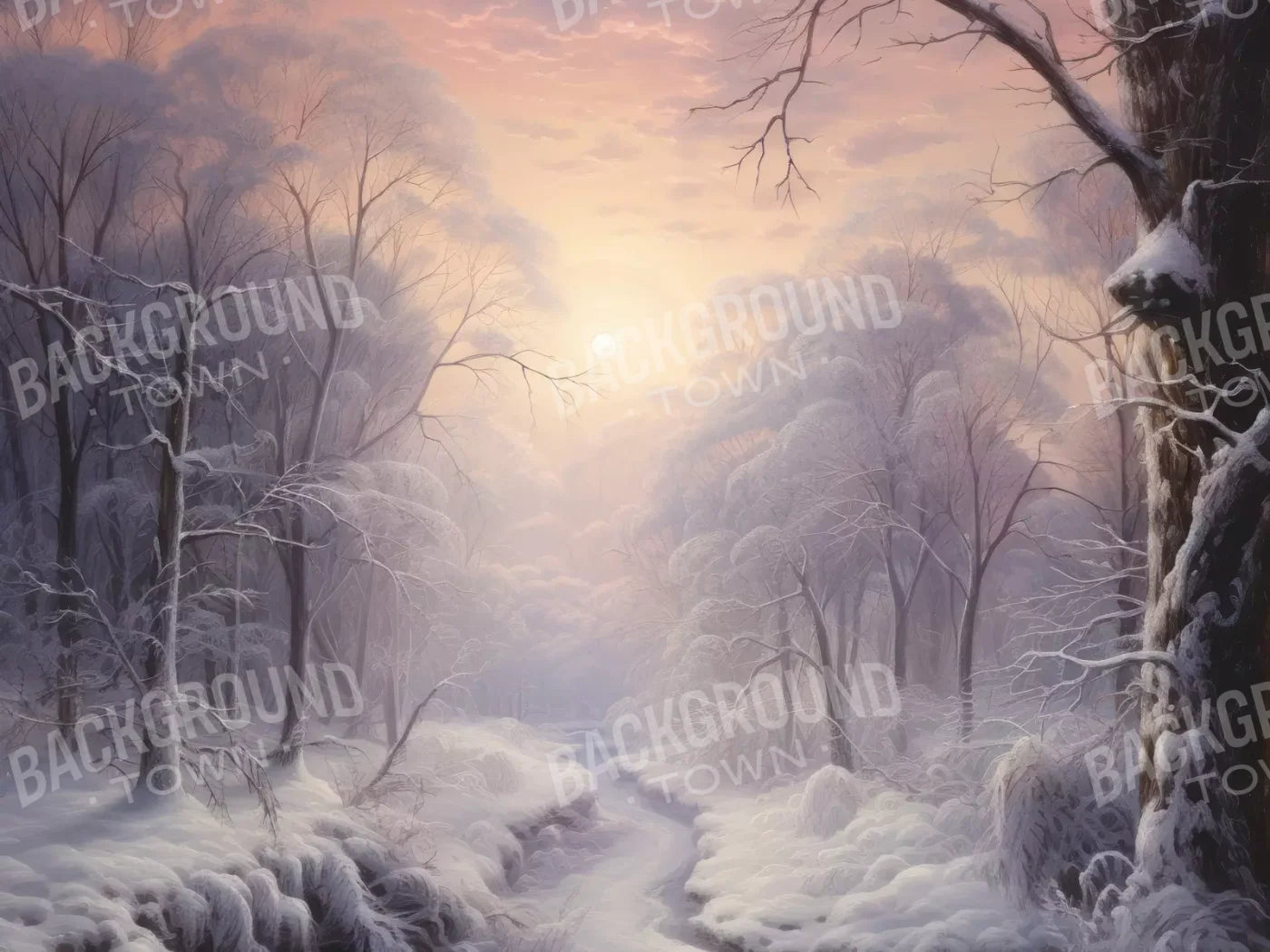 Sunrise Winter Wonderland 10X8 Fleece ( 120 X 96 Inch ) Backdrop