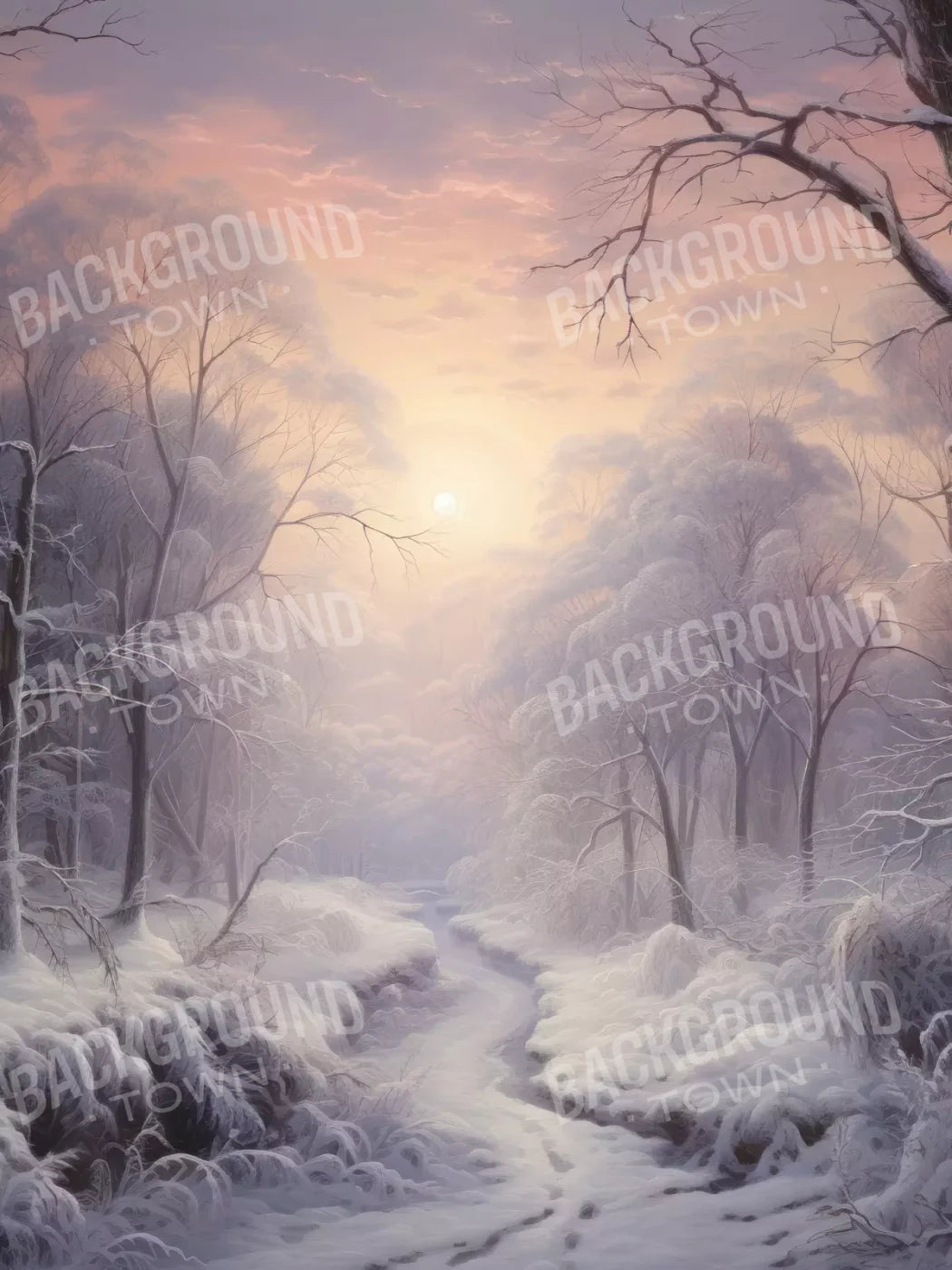 Sunrise Winter Wonderland 5X68 Fleece ( 60 X 80 Inch ) Backdrop