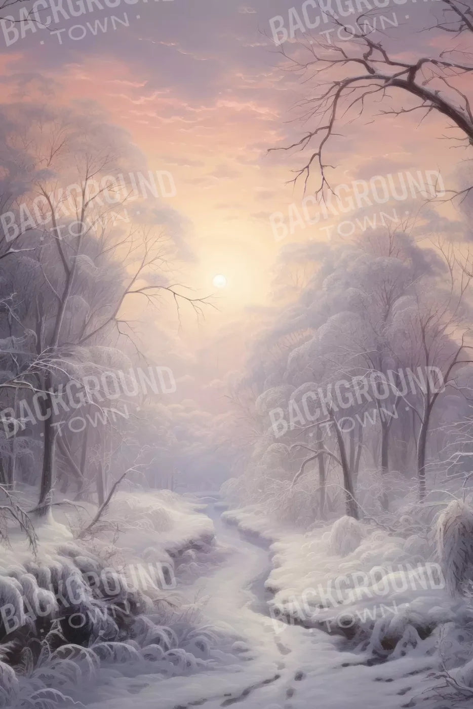 Sunrise Winter Wonderland 5X8 Ultracloth ( 60 X 96 Inch ) Backdrop