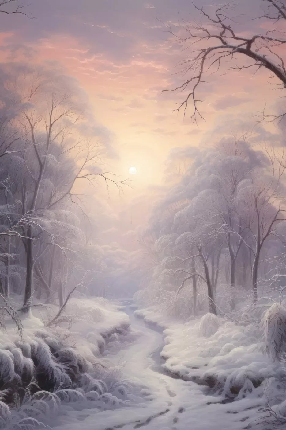 Sunrise Winter Wonderland 5X8 Ultracloth ( 60 X 96 Inch ) Backdrop