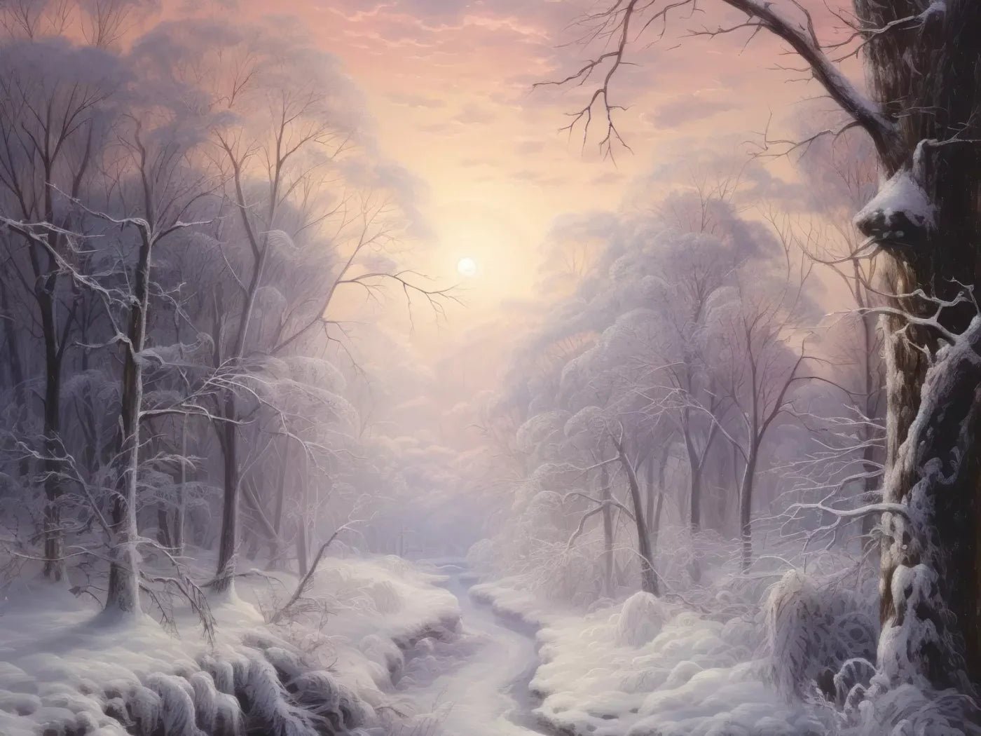 Sunrise Winter Wonderland 68X5 Fleece ( 80 X 60 Inch ) Backdrop