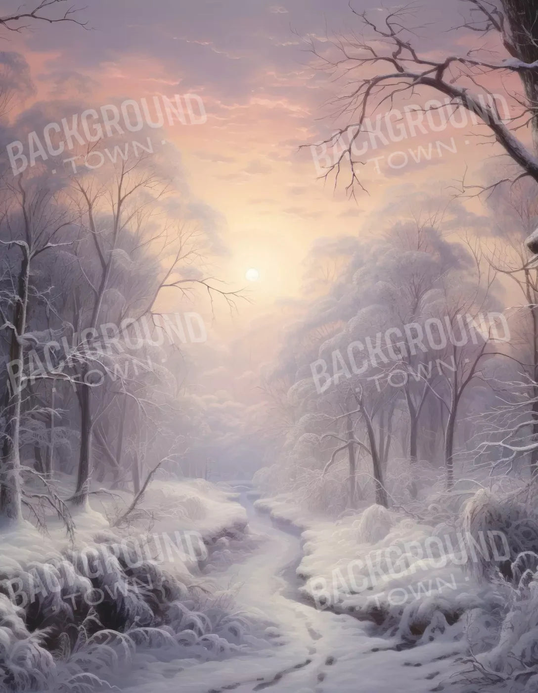 Sunrise Winter Wonderland 6X8 Fleece ( 72 X 96 Inch ) Backdrop