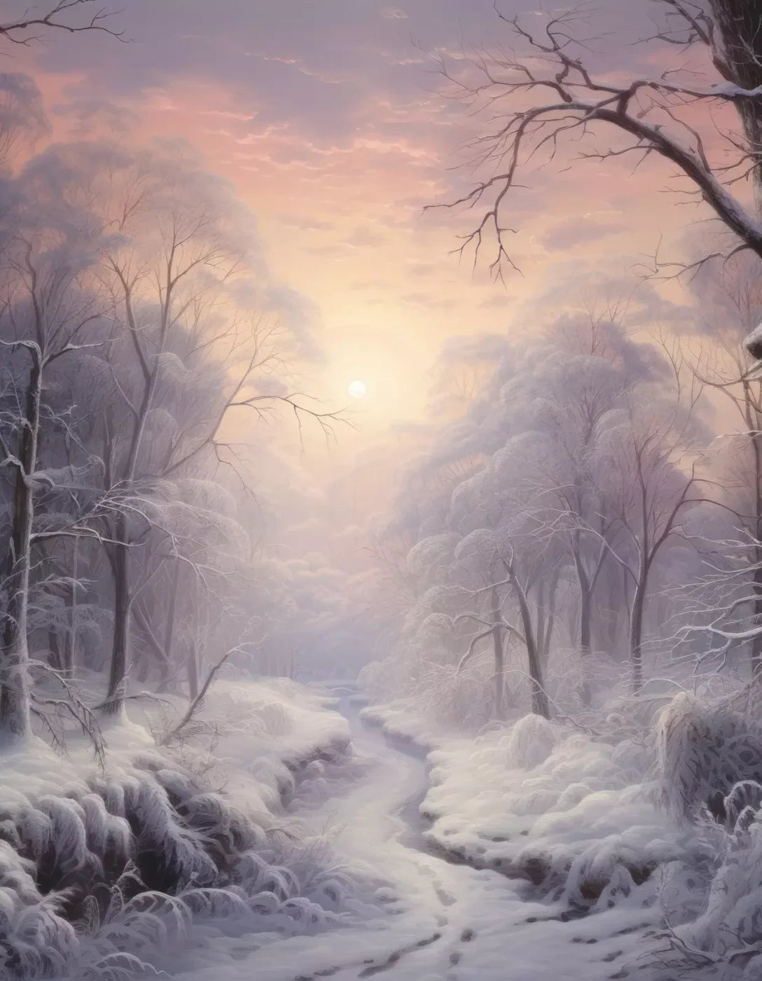 Sunrise Winter Wonderland 6X8 Fleece ( 72 X 96 Inch ) Backdrop