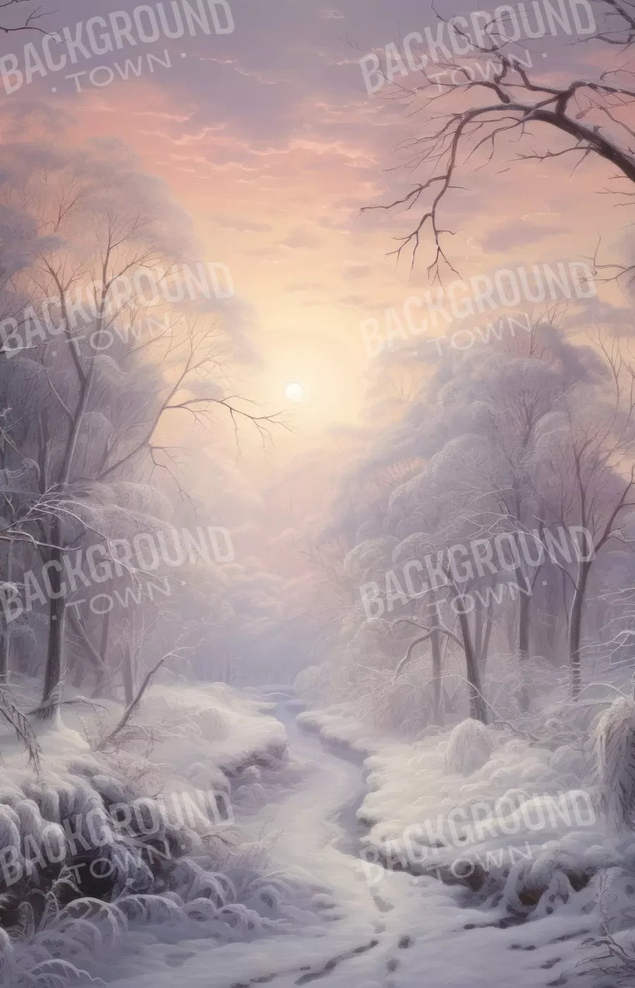 Sunrise Winter Wonderland 8X12 Ultracloth ( 96 X 144 Inch ) Backdrop