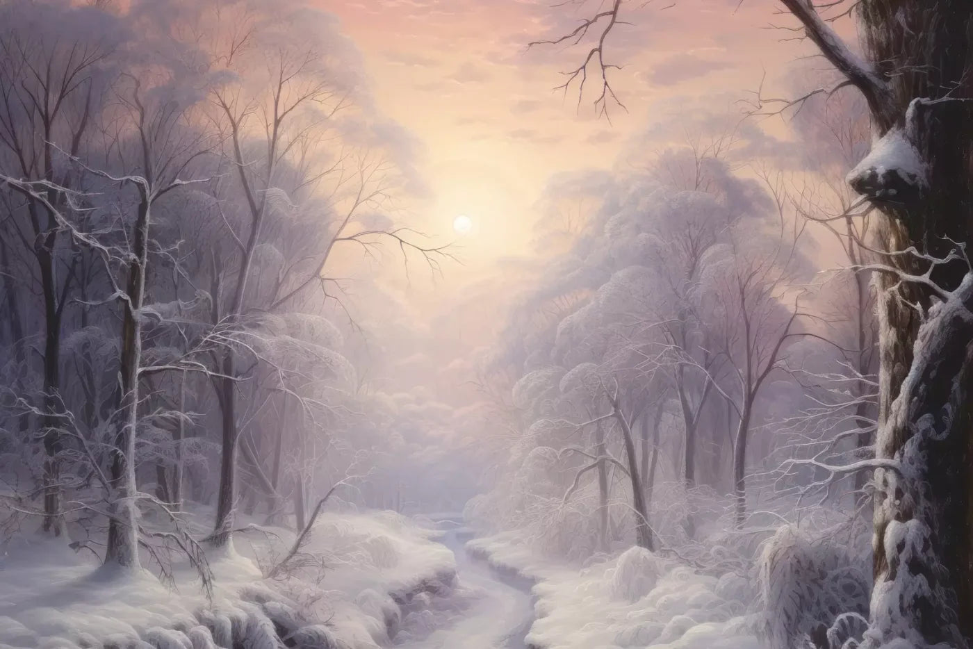 Sunrise Winter Wonderland 8X5 Ultracloth ( 96 X 60 Inch ) Backdrop