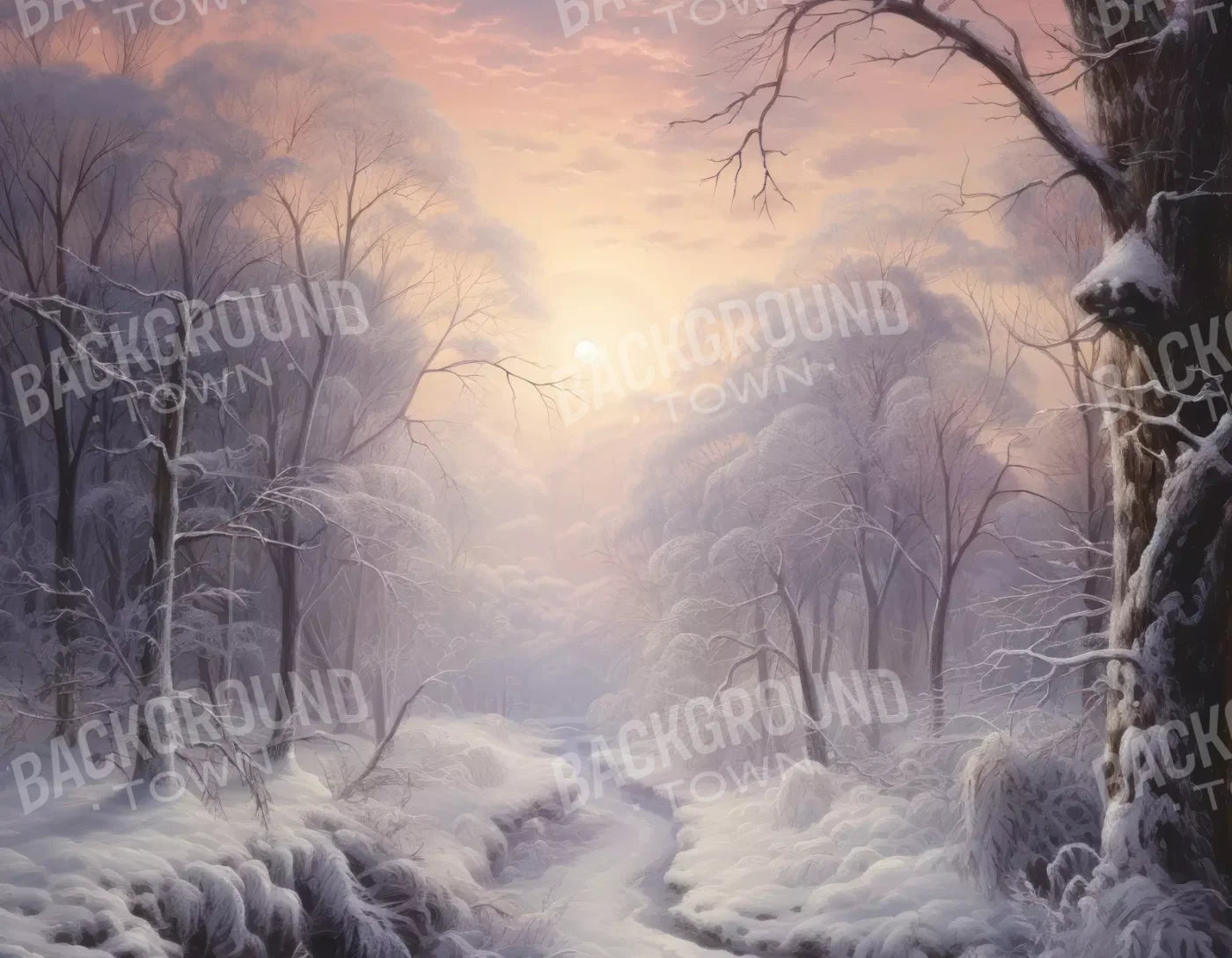 Sunrise Winter Wonderland 8X6 Fleece ( 96 X 72 Inch ) Backdrop