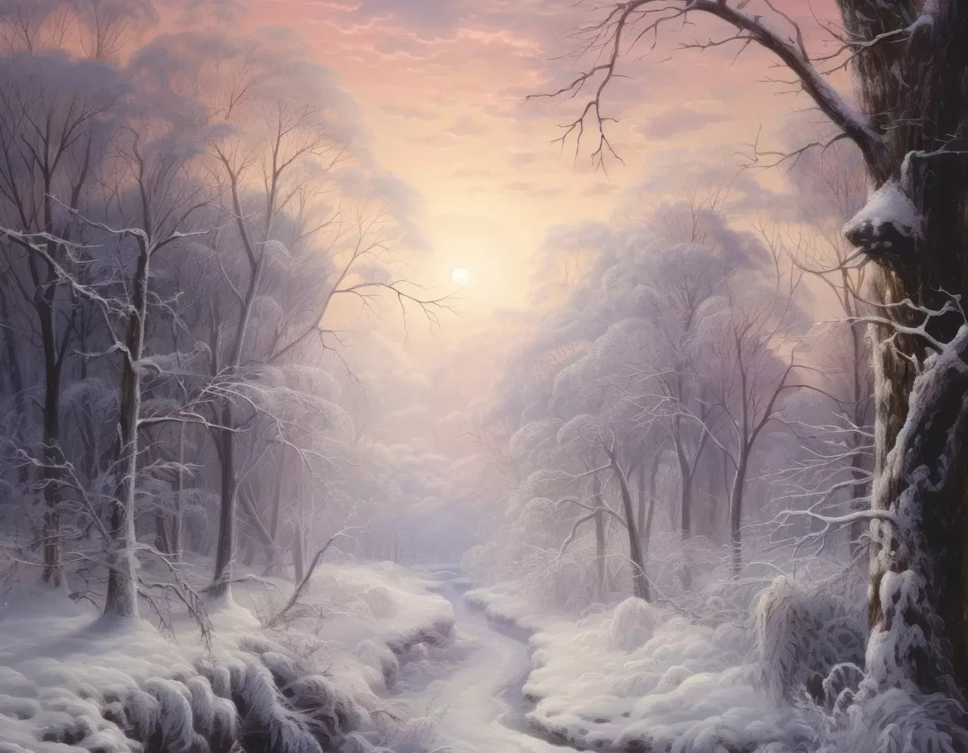 Sunrise Winter Wonderland 8X6 Fleece ( 96 X 72 Inch ) Backdrop