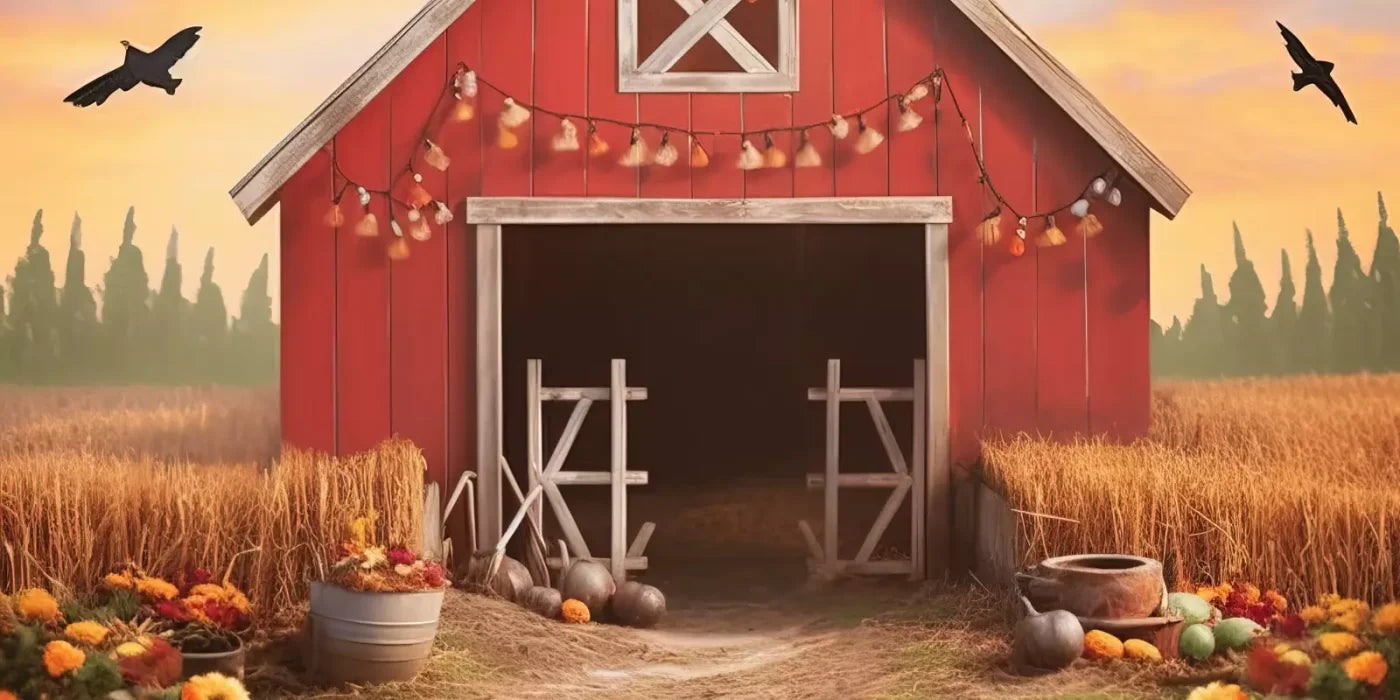 Sunset Autumn Barn 16’X8’ Ultracloth (192 X 96 Inch) Backdrop