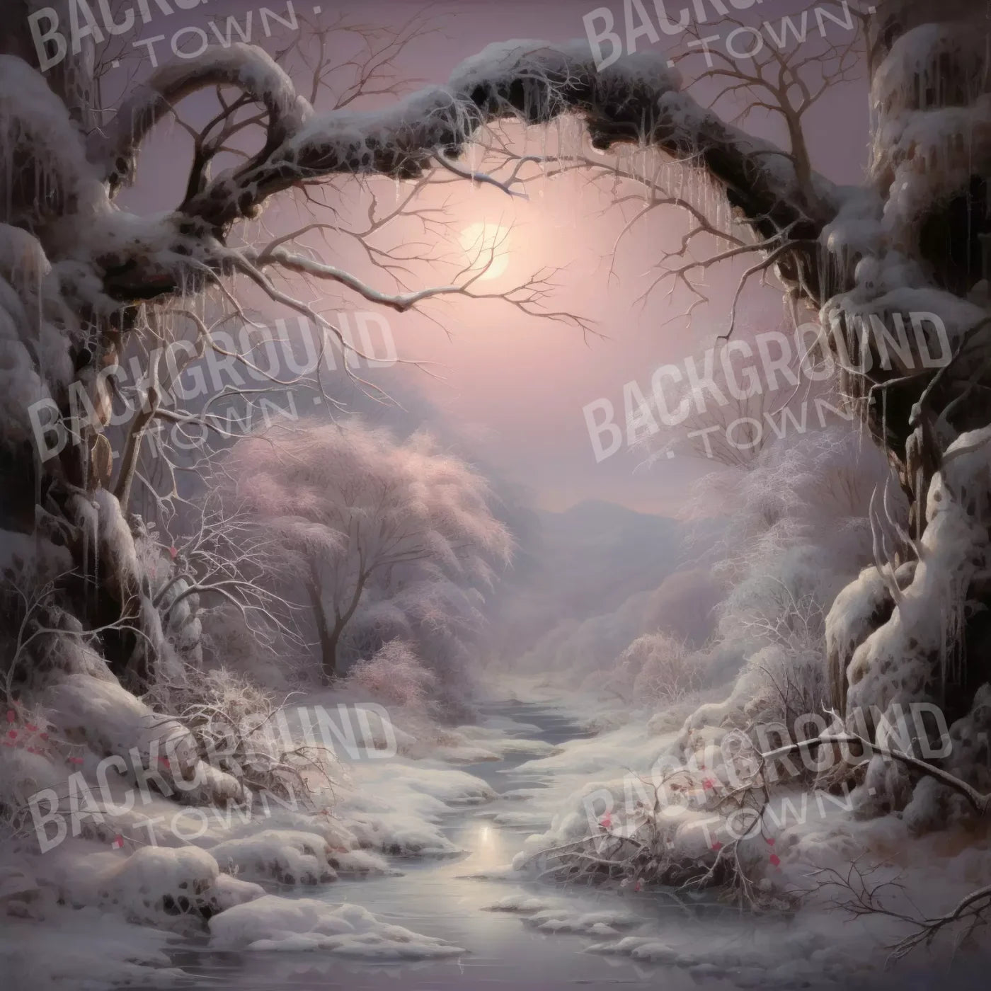Sunset Winter Wonderland 10X10 Ultracloth ( 120 X Inch ) Backdrop