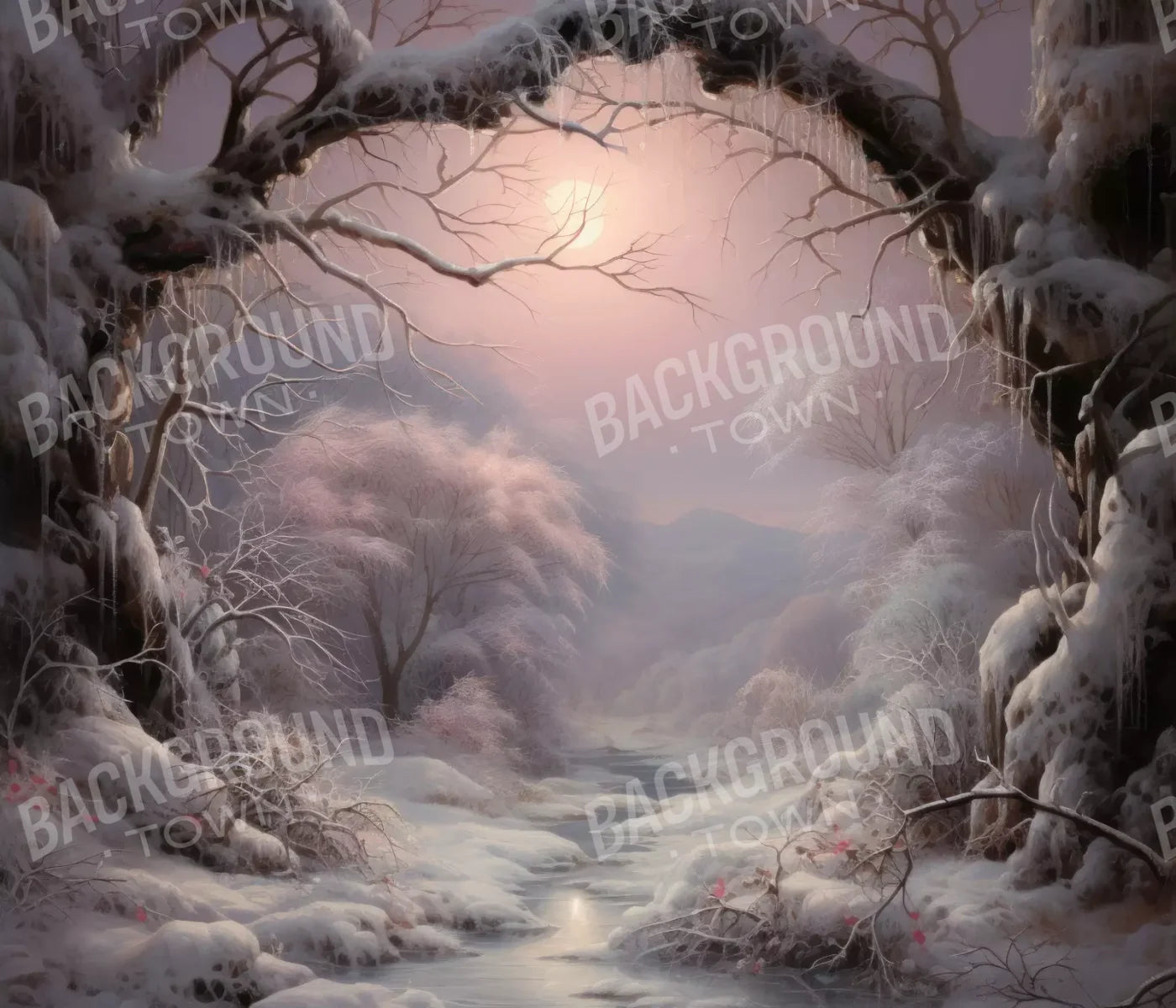 Sunset Winter Wonderland 12X10 Ultracloth ( 144 X 120 Inch ) Backdrop