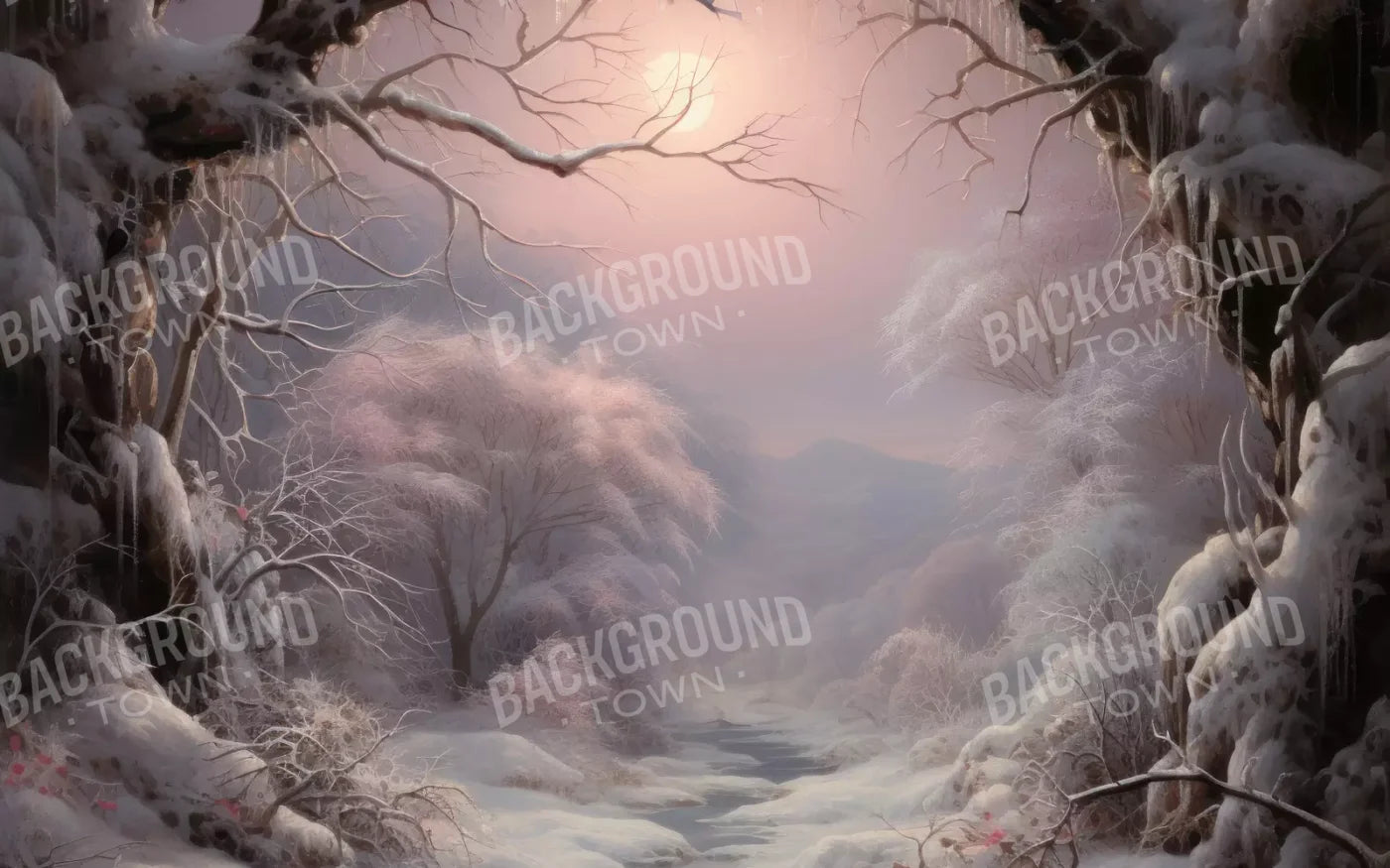 Sunset Winter Wonderland 14X9 Ultracloth ( 168 X 108 Inch ) Backdrop