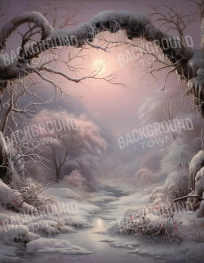Sunset Winter Wonderland 6X8 Fleece ( 72 X 96 Inch ) Backdrop