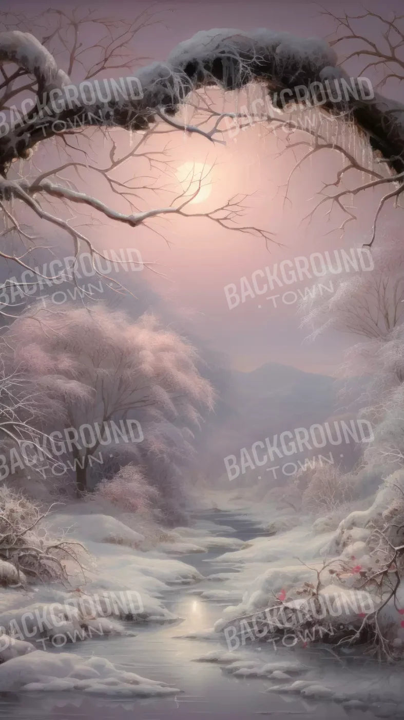 Sunset Winter Wonderland 8X14 Ultracloth ( 96 X 168 Inch ) Backdrop