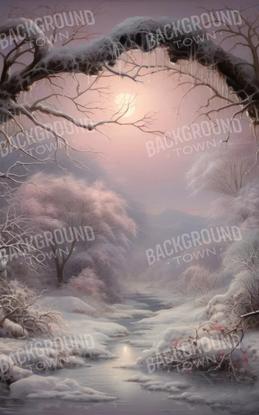 Sunset Winter Wonderland 9X14 Ultracloth ( 108 X 168 Inch ) Backdrop