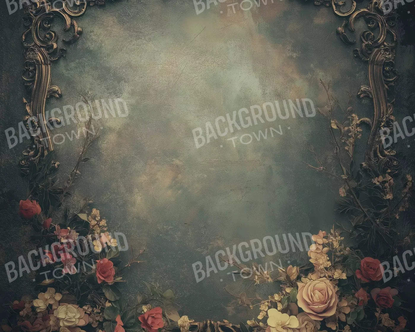 Swirly Flower Frame 10’x8’ Fleece (120 x 96 inch) Backdrop