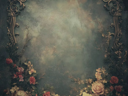 Swirly Flower Frame 6’8x5’ Fleece (80 x 60 inch) Backdrop