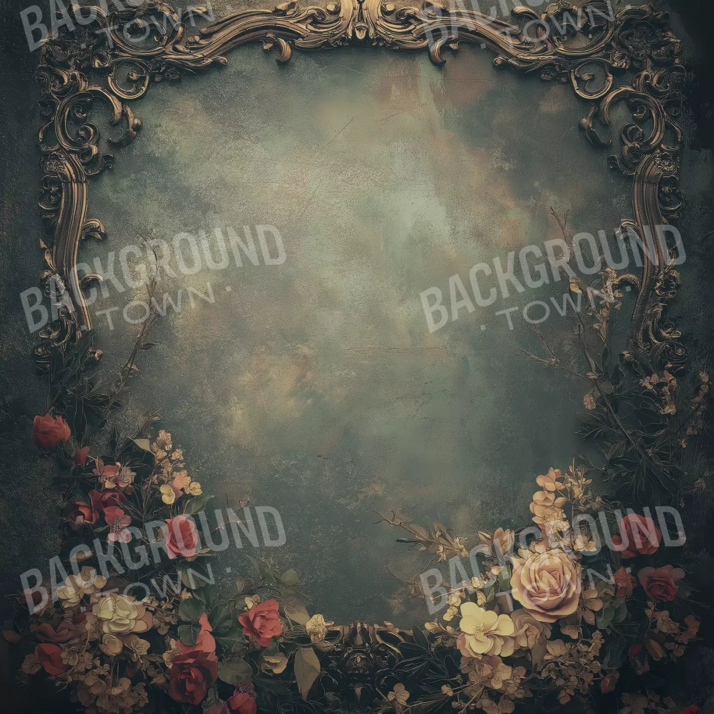 Swirly Flower Frame 8’x8’ Fleece (96 x 96 inch) Backdrop