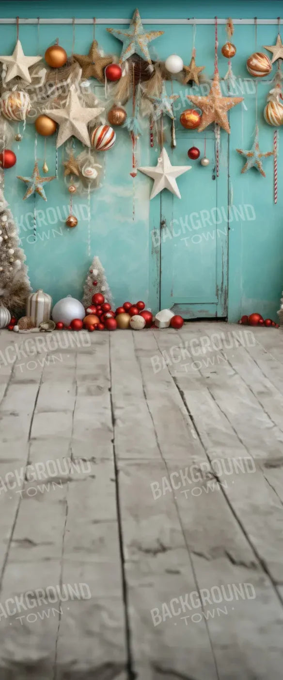Teal Beach Christmas Stars Sweep 5’x12’ UltraCloth for Westcott X-Drop (60 x 144 inch) Backdrop