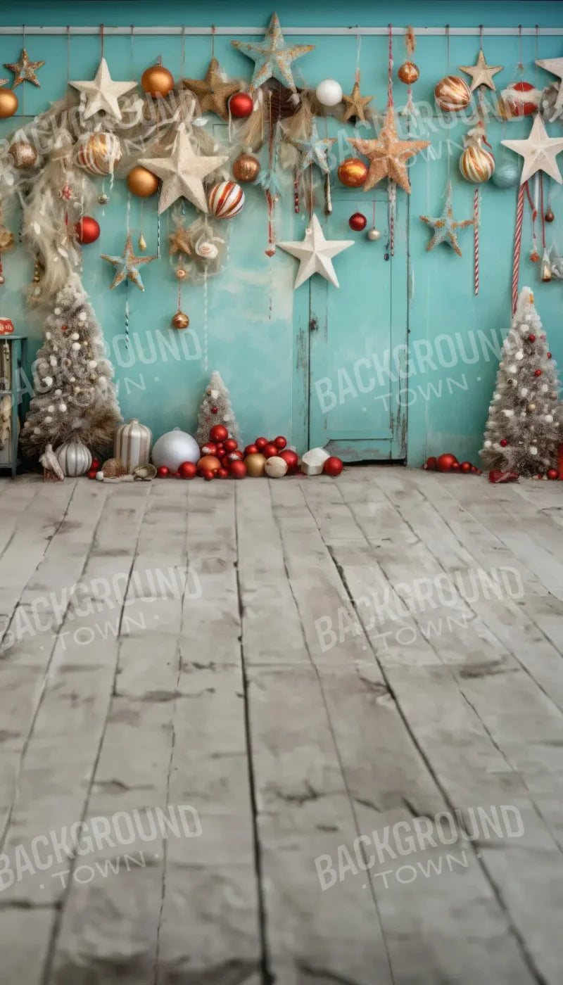 Teal Beach Christmas Stars Sweep 8’x14’ UltraCloth for Westcott X-Drop Pro (96 x 168 inch) Backdrop