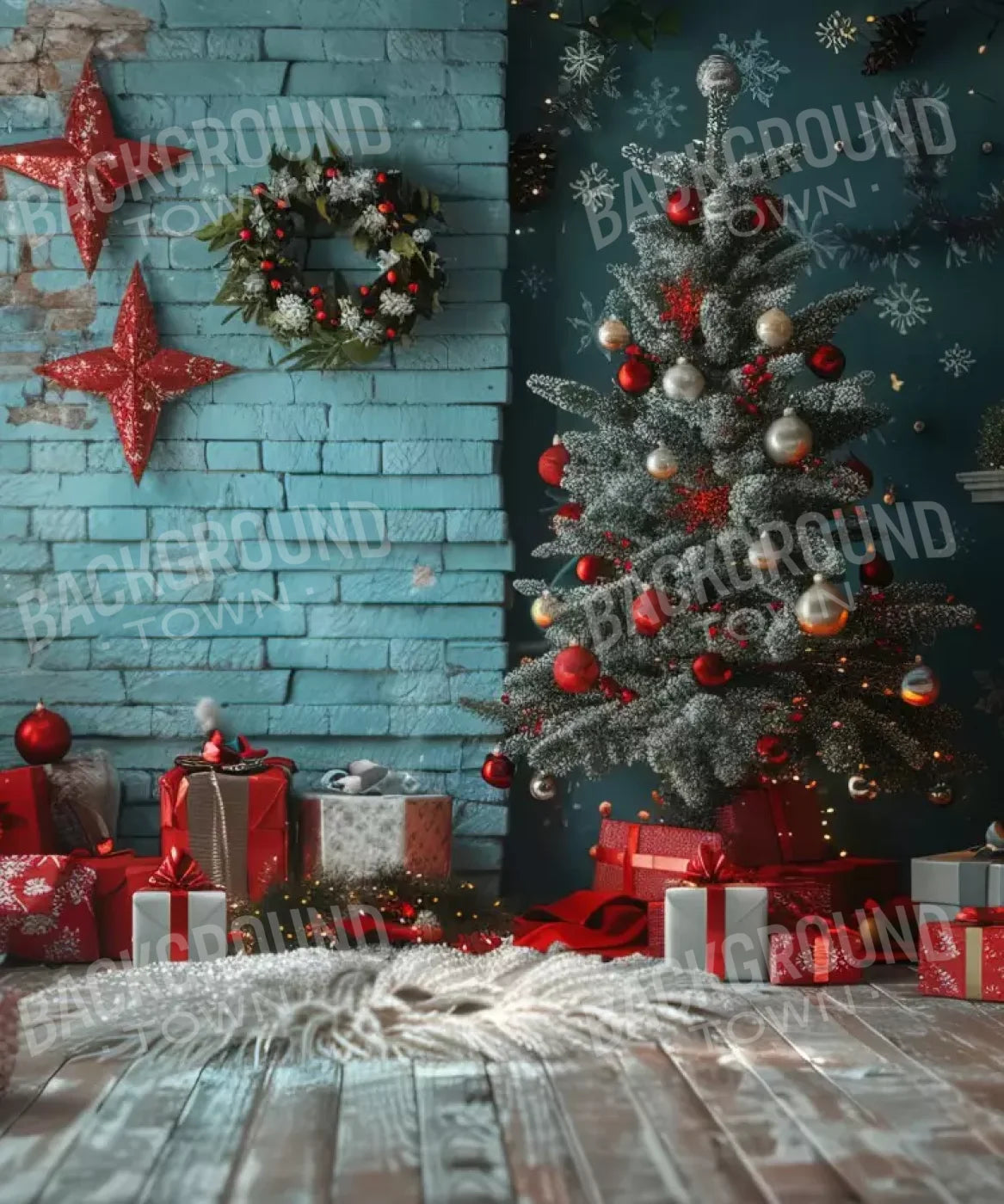 Teal Christmas 10’X12’ Ultracloth (120 X 144 Inch) Backdrop