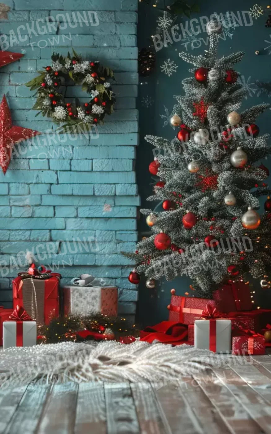 Teal Christmas 10’X16’ Ultracloth (120 X 192 Inch) Backdrop