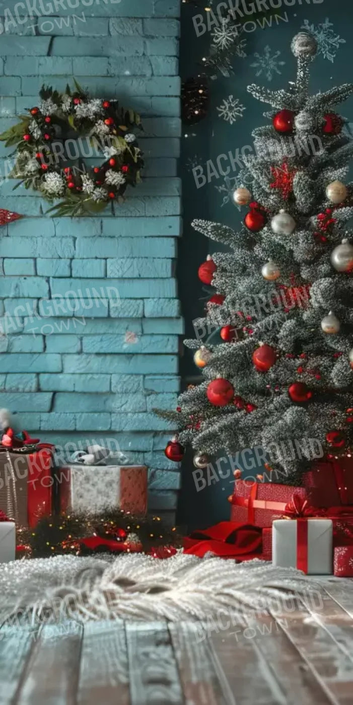 Teal Christmas 10’X20’ Ultracloth (120 X 240 Inch) Backdrop