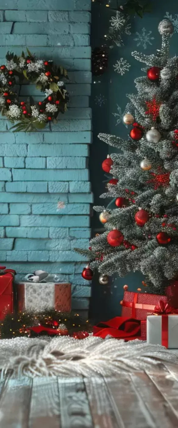 Teal Christmas 5’X12’ Ultracloth For Westcott X-Drop (60 X 144 Inch) Backdrop