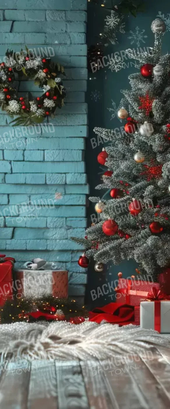 Teal Christmas 5’X12’ Ultracloth For Westcott X-Drop (60 X 144 Inch) Backdrop