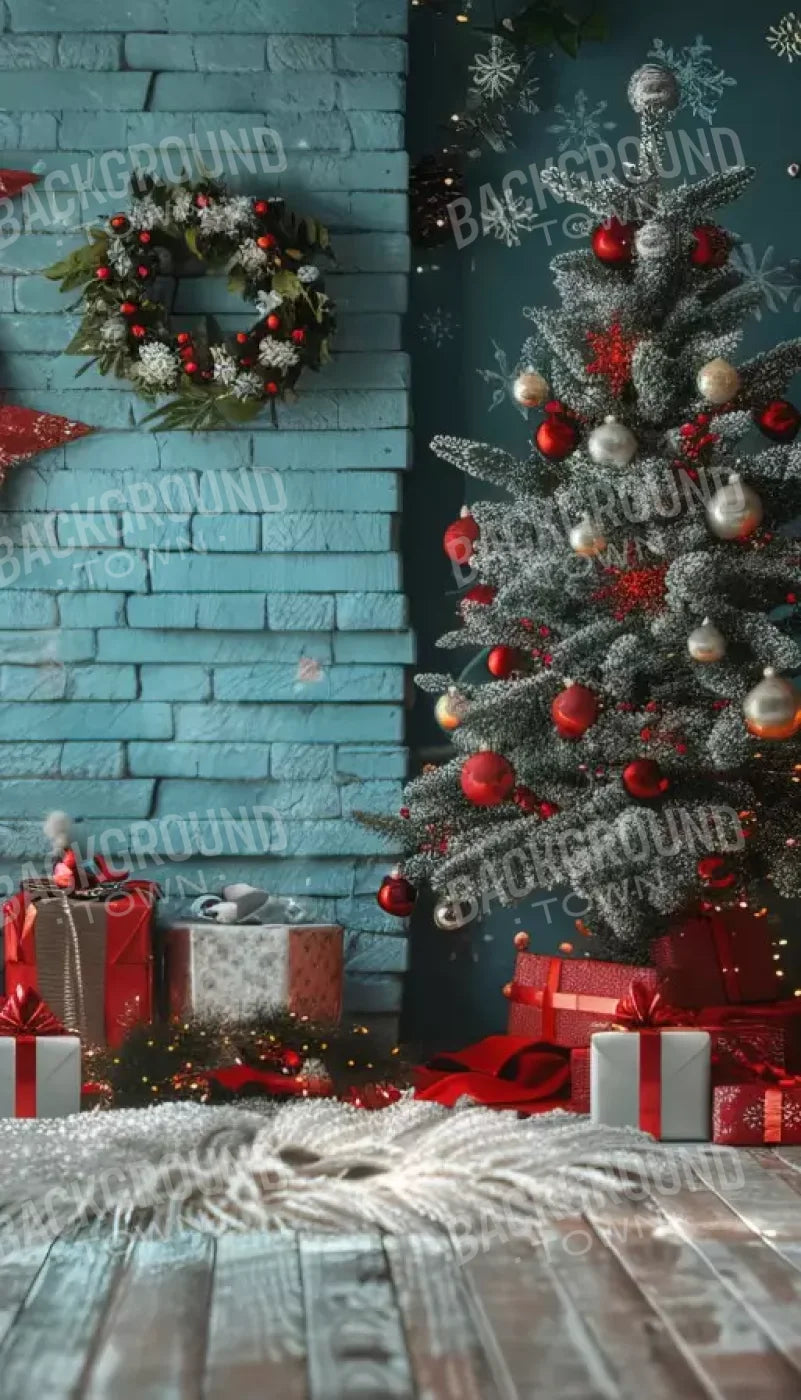 Teal Christmas 8’X14’ Ultracloth (96 X 168 Inch) Backdrop