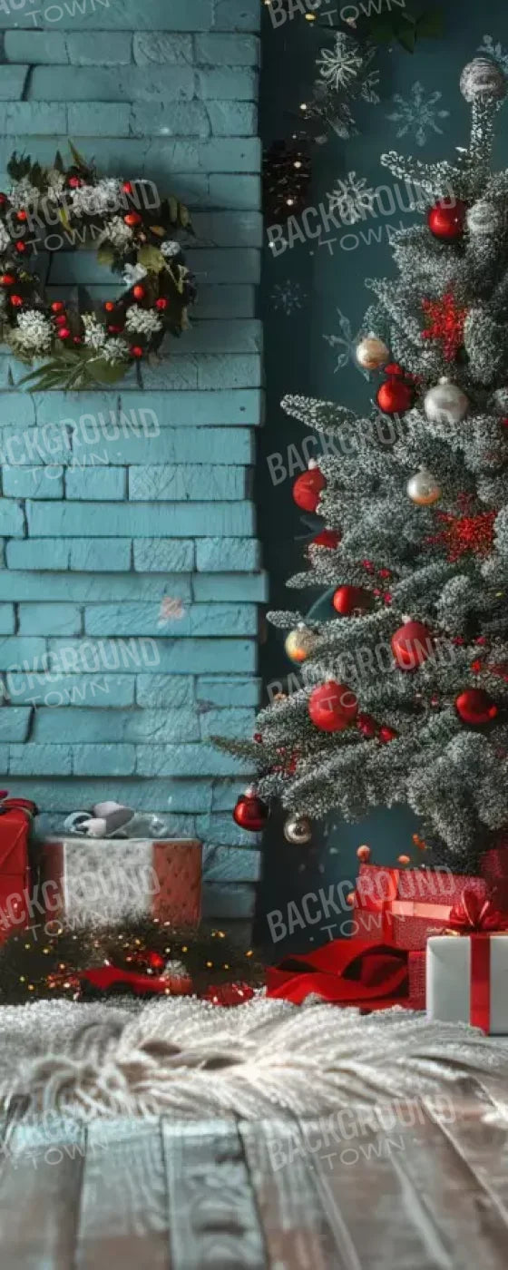 Teal Christmas 8’X20’ Ultracloth (96 X 240 Inch) Backdrop