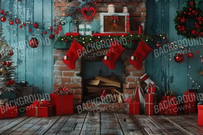 Teal Christmas Full Ii 12’X8’ Ultracloth (144 X 96 Inch) Backdrop