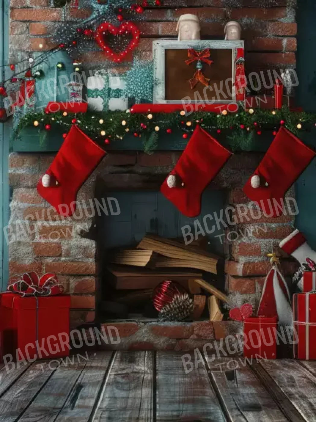 Teal Christmas Full Ii 5’X6’8 Fleece (60 X 80 Inch) Backdrop