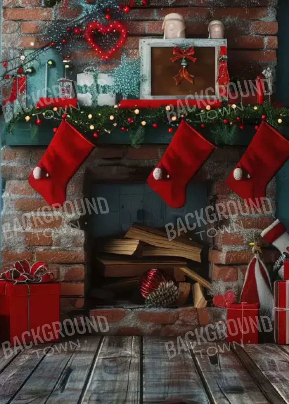 Teal Christmas Full Ii 5’X7’ Ultracloth (60 X 84 Inch) Backdrop