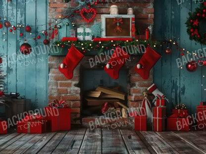 Teal Christmas Full Ii 6’8X5’ Fleece (80 X 60 Inch) Backdrop