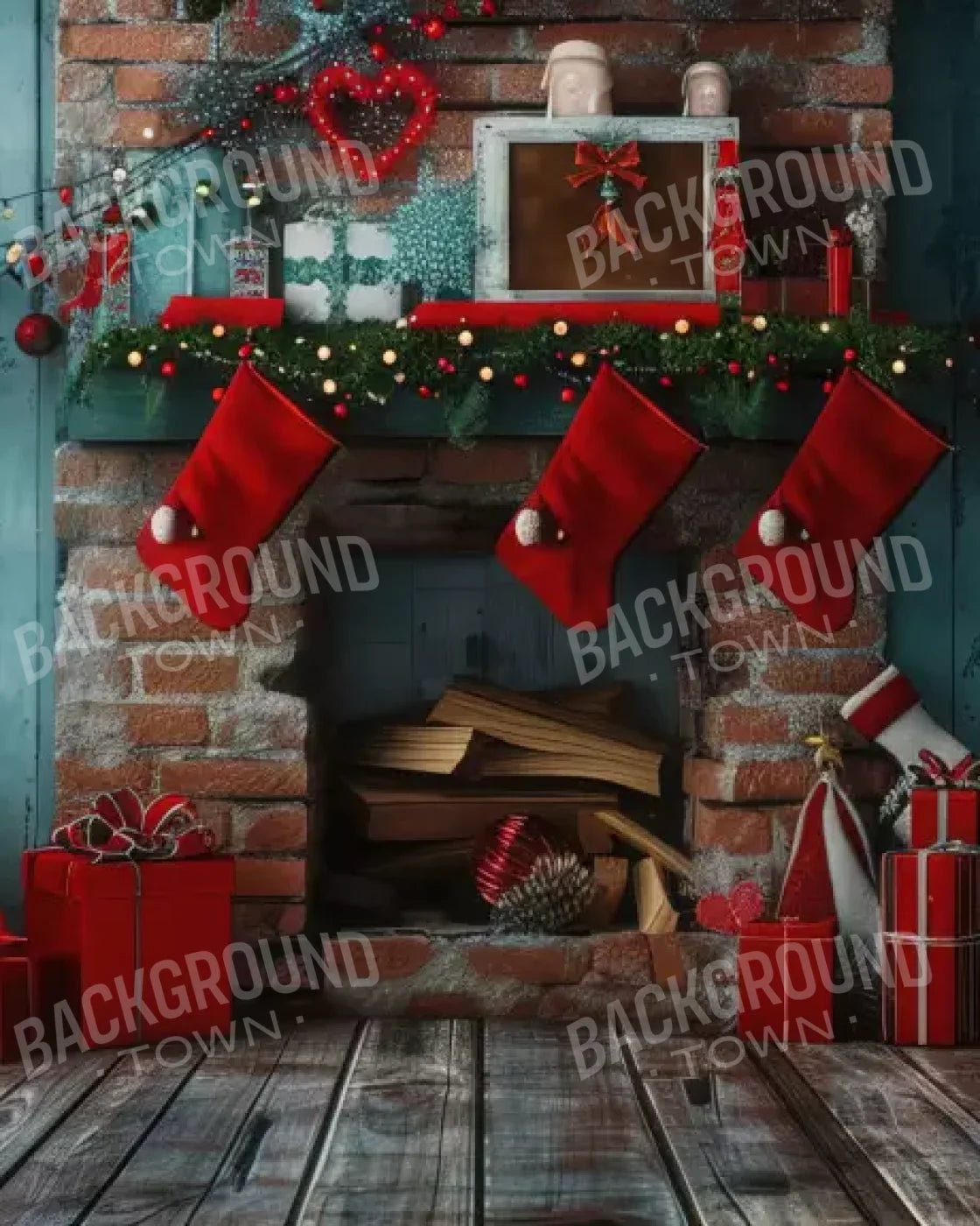 Teal Christmas Full Ii 8’X10’ Fleece (96 X 120 Inch) Backdrop