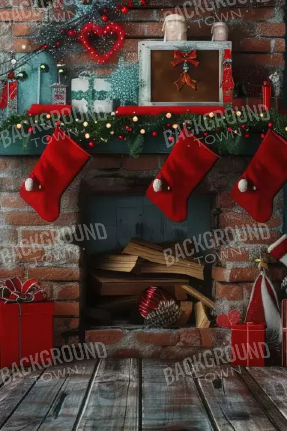 Teal Christmas Full Ii 8’X12’ Ultracloth (96 X 144 Inch) Backdrop