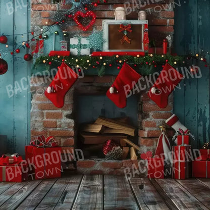 Teal Christmas Full Ii 8’X8’ Fleece (96 X Inch) Backdrop
