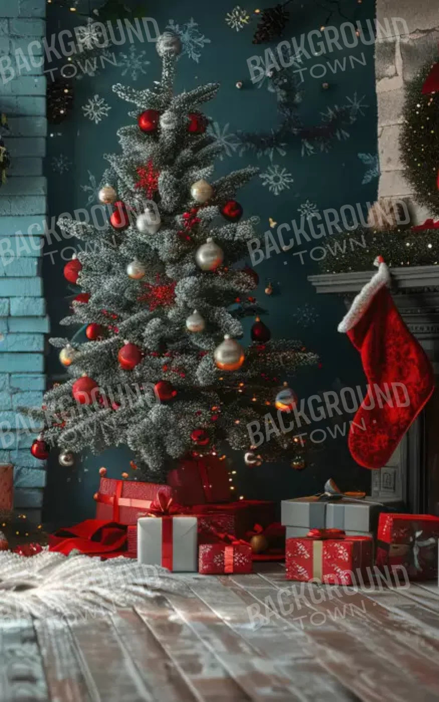 Teal Christmas Full I 10’X16’ Ultracloth (120 X 192 Inch) Backdrop