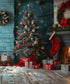 Teal , Green, Red , Brown  Backdrop for Photography