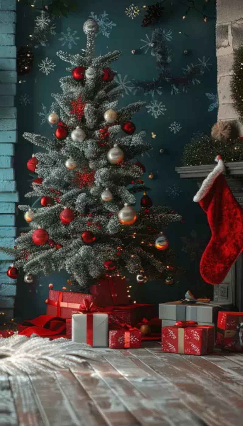 Teal Christmas Full I 8’X14’ Ultracloth (96 X 168 Inch) Backdrop