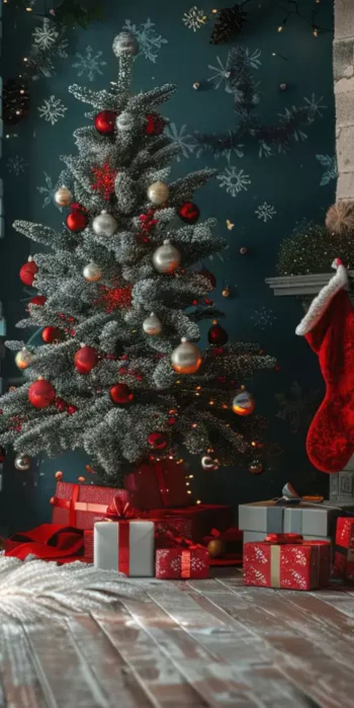 Teal Christmas Full I 8’X16’ Ultracloth (96 X 192 Inch) Backdrop
