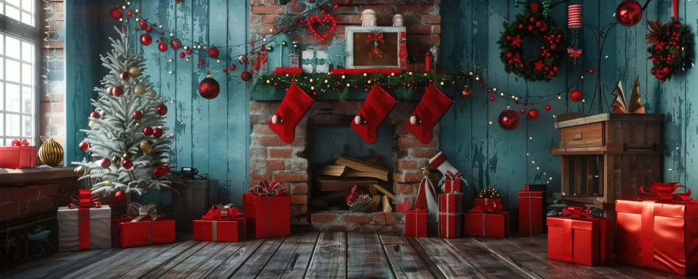 Teal Christmas Full Ii 20’X8’ Ultracloth (240 X 96 Inch) Backdrop