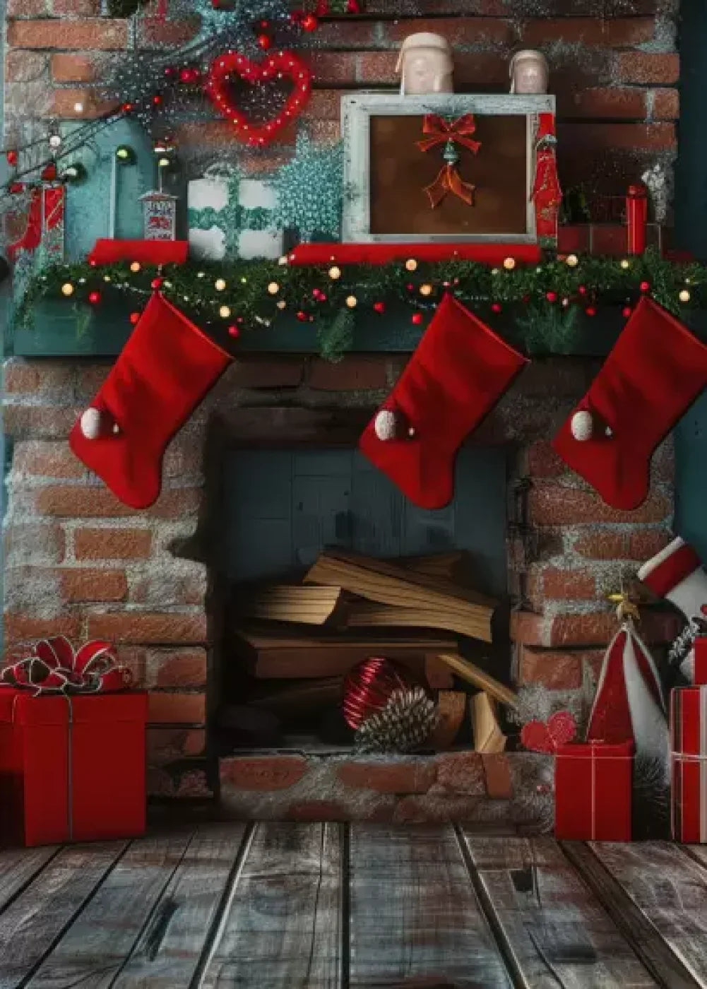 Teal Christmas Full Ii 5’X7’ Ultracloth (60 X 84 Inch) Backdrop
