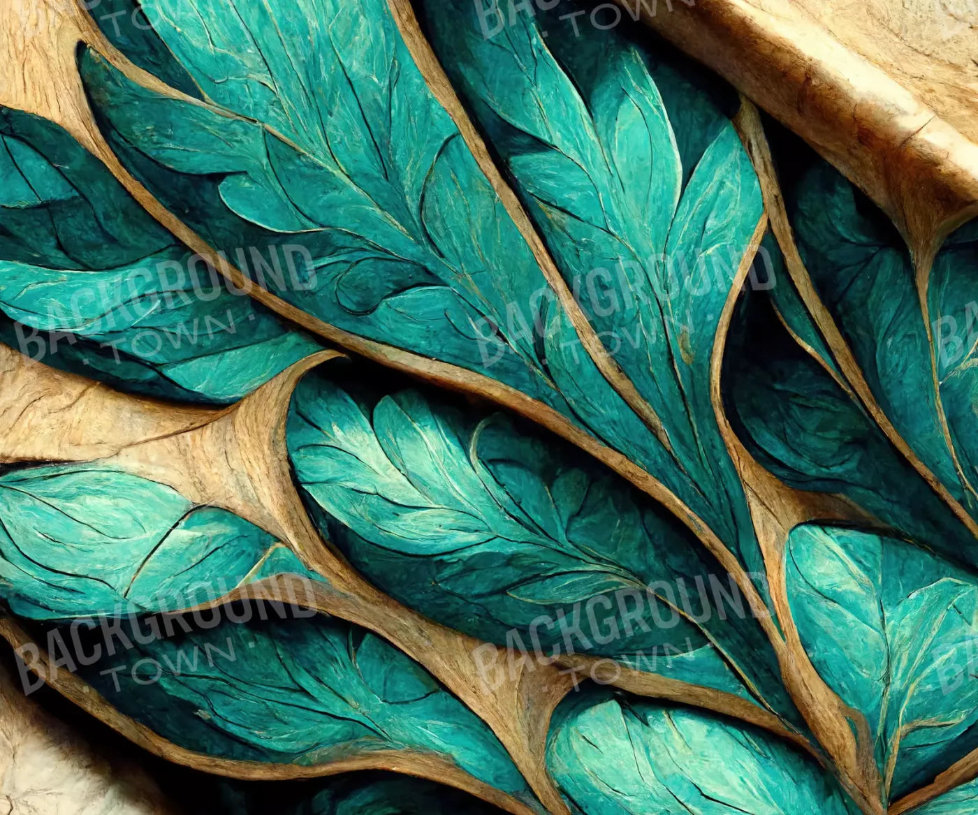 Teal Leaf 5’X4’2’ Fleece (60 X 50 Inch) Backdrop